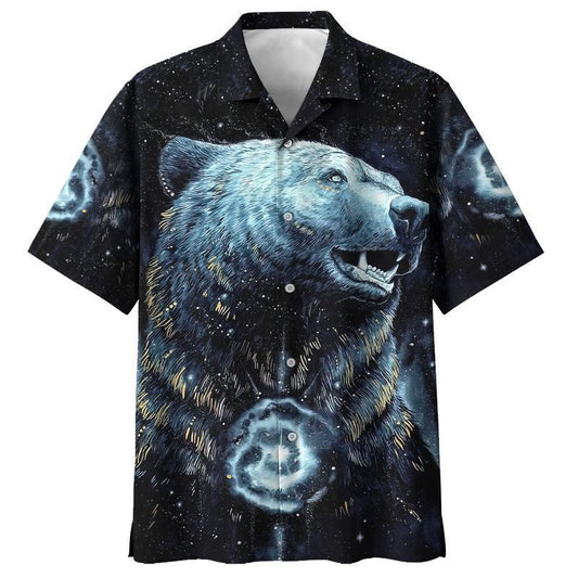Native American Bear In Beautiful Night Sky Hawaiian Shirt, Hawaiian Shirt Gift, Christmas Gift