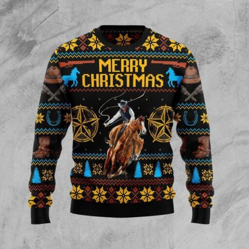 Cowboy Merry Christmas Ugly Christmas Sweater, Christmas Gift, Gift Christmas 2024