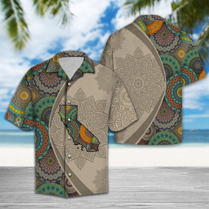 Léarscáil Chlasaiceach As California Mandala Flower Patchwork Pattern Léine Haváís, Bronntanas Léine Haváíais, Bronntanas Nollag