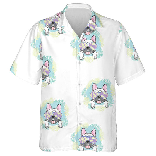 French Bulldog Heart Sunglasses And Palm Leaves Hawaiian Shirt, Hawaiian Shirt Gift, Christmas Gift