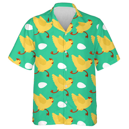 Funny Chicken Running Fastly And Egg Hawaiian Shirt,Hawaiian Shirt Gift, Christmas Gift