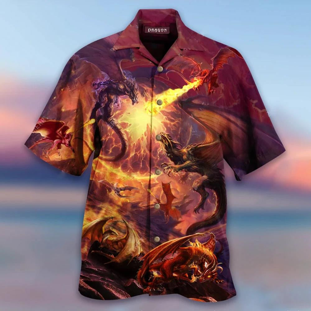 Bronntanas Crios Contúirteach Fire Dragon Do Lovers Ainmhithe Léine Haváís, Bronntanas Léine Haváís, Bronntanas Nollag