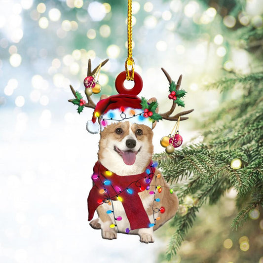 Corgi Christmas Shape Christmas Plastic Hanging Ornament, Christmas Gift, Christmas Decoration