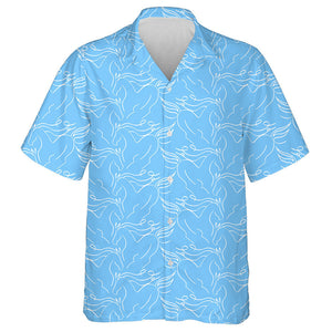 Abstract Horses Outline Drawing On Blue Hawaiian Shirt, Hawaiian Shirt Gift, Christmas Gift