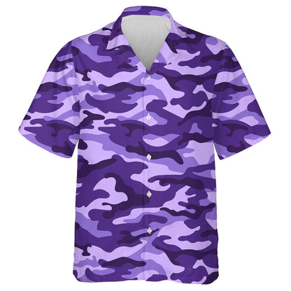 Monochrome Purple Camouflage Military Pattern Hawaiian Shirt,Hawaiian Shirt Gift, Christmas Gift