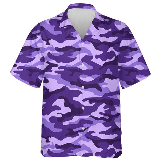 Monochrome Purple Camouflage Military Pattern Hawaiian Shirt,Hawaiian Shirt Gift, Christmas Gift