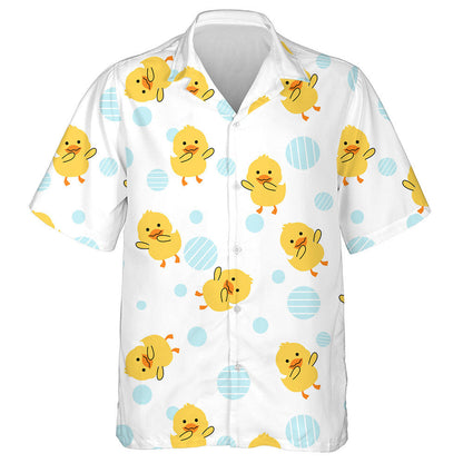 Cute Cartoon Yellow Rubber Duck Swimming Hawaiian Shirt, Hawaiian Shirt Gift, Christmas Gift