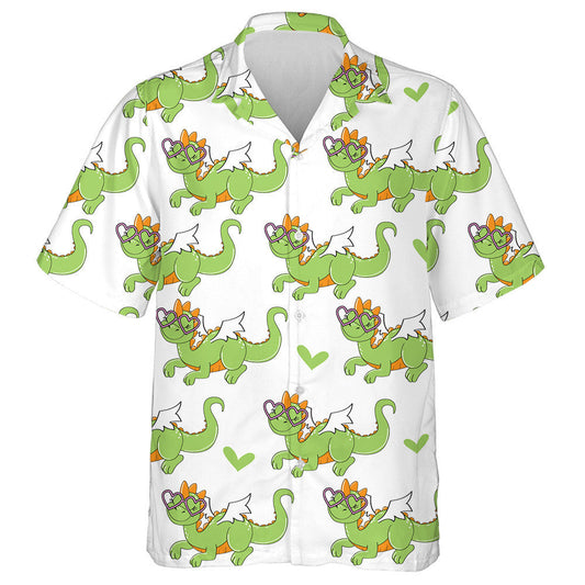 Green Dragon Flies On White Background Hawaiian Shirt,Hawaiian Shirt Gift, Christmas Gift