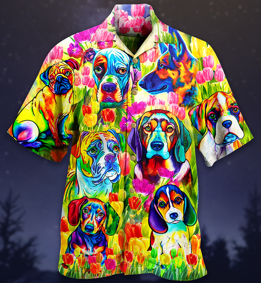 Dogs Colorfull - Hawaiian Shirt_Hawaiian Shirt Gift, Christmas Gift