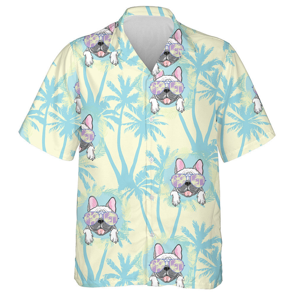 Bulldog With Sunglasses And Coconut Tree Hawaiian Shirt, Hawaiian For Gift