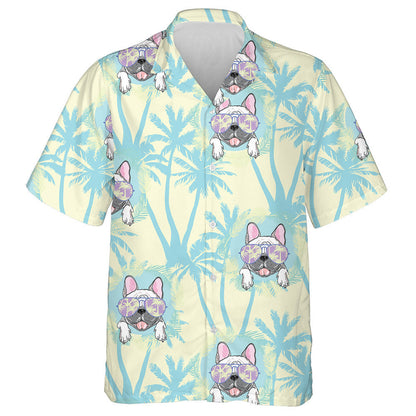 Bulldog With Sunglasses And Coconut Tree Hawaiian Shirt, Hawaiian For Gift
