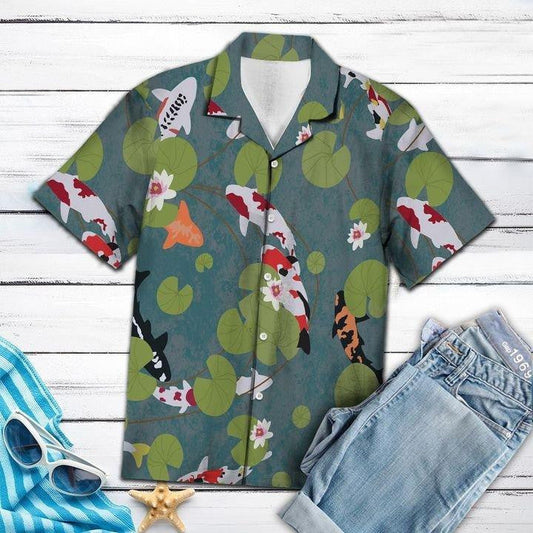 Beautiful Koi Fish Awesome Background Design Hawaiian Shirt,Hawaiian Shirt Gift, Christmas Gift