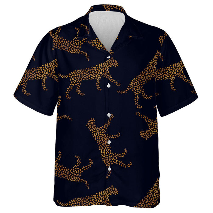 Wild African Leopard On Dark Blue Background Hawaiian Shirt, Hawaiian Shirt Gift, Christmas Gift