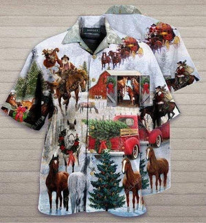 Lovely Amazing Horse Christmas Design Hawaiian Shirt, Hawaiian Shirt Gift, Christmas Gift