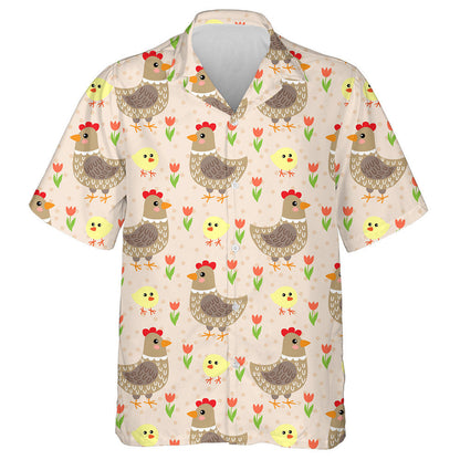 Cearc Cartún gleoite Agus Sicín I nGairdín Bláthanna Léine Haváís, Bronntanas Léine Haváíais, Bronntanas Nollag