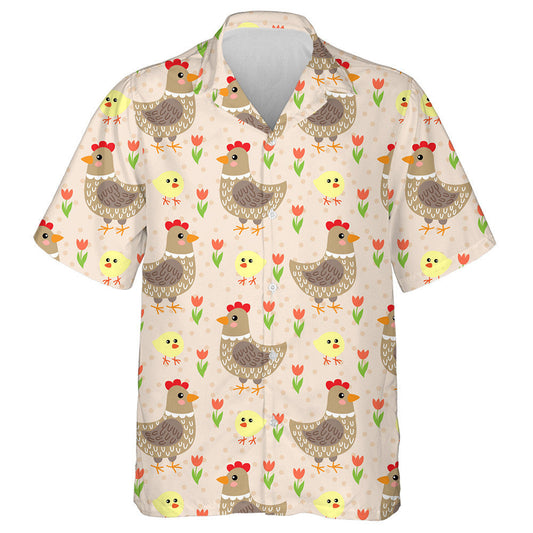 Cearc Cartún gleoite Agus Sicín I nGairdín Bláthanna Léine Haváís, Bronntanas Léine Haváíais, Bronntanas Nollag