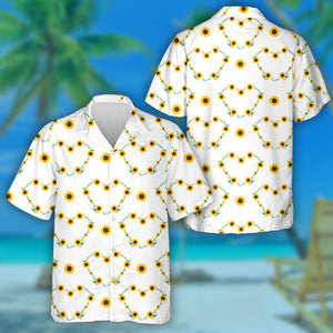 Amazing Heart Shaped Made By Sunflowers Pattern Hawaiian Shirt, Hawaiian Shirt Gift, Christmas Gift