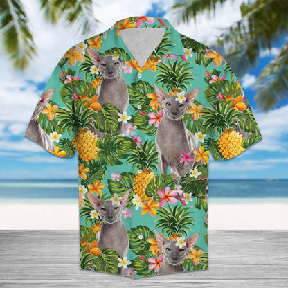 Peterbald With Tropical Flowers Pineapples Hawaiian Shirt,Hawaiian Shirt Gift, Christmas Gift