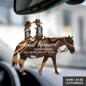 Couple In Horse God Blessed Personalized Car Hanging Ornament, Couple Ornament For Car Auto, Christmas Decoration