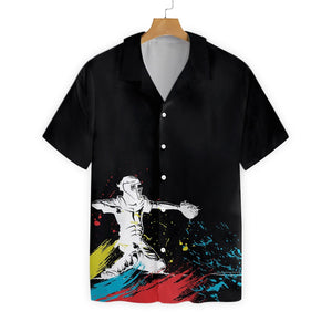 Catcher Silhouette Baseball On Black Design Hawaiian Shirt, Hawaiian For Gift