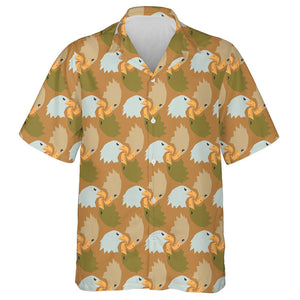 Bald Eagle Head On Camouflage Colors Background Hawaiian Shirt, Hawaiian Shirt Gift, Christmas Gift