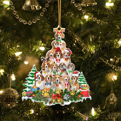Beagle Full The Christmas Tree-Two Sided Christmas Plastic Hanging Ornament, Christmas Ornament Gift, Christmas Gift, Christmas Decoration
