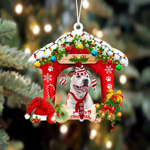 American Staffordshire Terrier-Christmas House Two Sided Christmas Plastic Hanging Ornament, Christmas Ornament Gift, Christmas Gift, Christmas Decoration