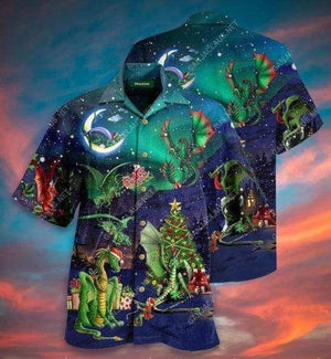 Hawaiian Shirt Merry Christmas Robot Santa Magic Sky Design, Hawaiian Shirt Gift, Christmas Gift