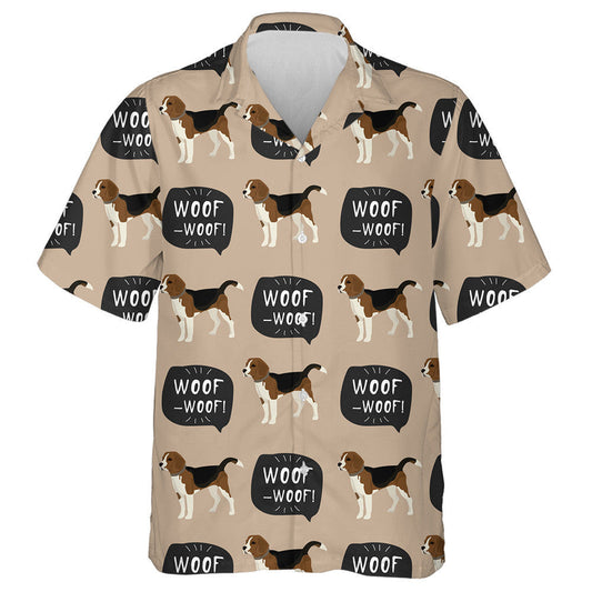 Cartoon Dog Beagle With Hand Drawn Banner Hawaiian Shirt, Hawaiian Shirt Gift, Christmas Gift
