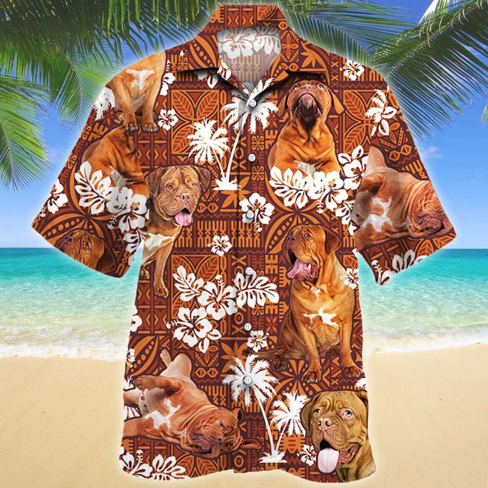 Dogue De Bordeaux Dog Pattern Tribal Design Hawaiian Shirt, Hawaiian Shirt Gift, Christmas Gift