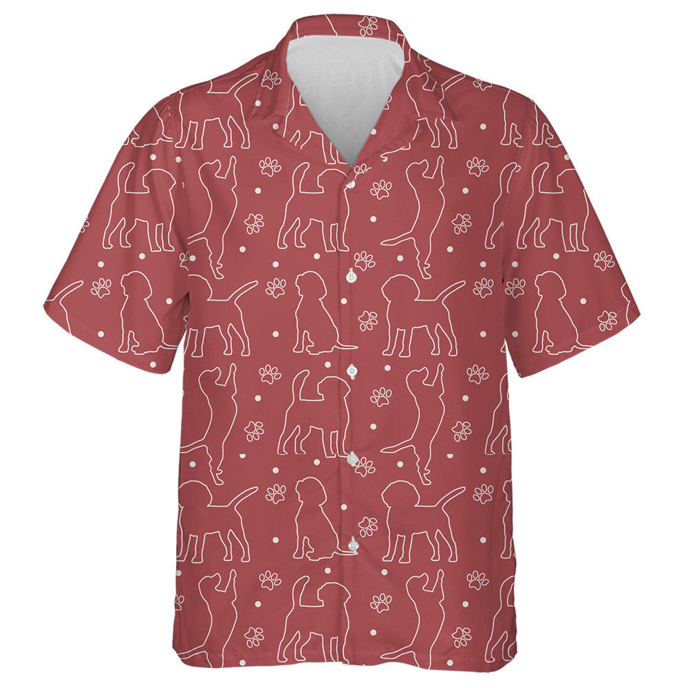 Silhouettes Funny Beagle Dog On Red Hawaiian Shirt,Hawaiian Shirt Gift, Christmas Gift