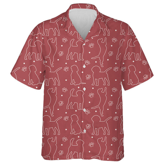 Silhouettes Funny Beagle Dog On Red Hawaiian Shirt,Hawaiian Shirt Gift, Christmas Gift
