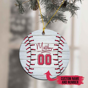 Baseball Name & Number Customized Ceramic Ornament, Christmas Ornament Gift, Christmas Gift, Christmas Decoration