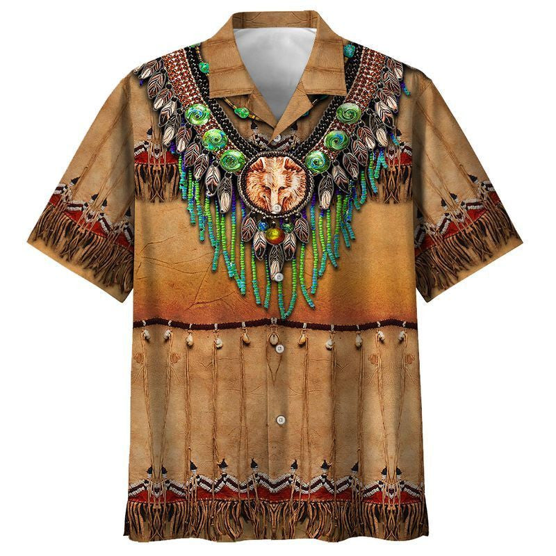 Native American Hawaiian Shirt Brown Theme,Hawaiian Shirt Gift, Christmas Gift