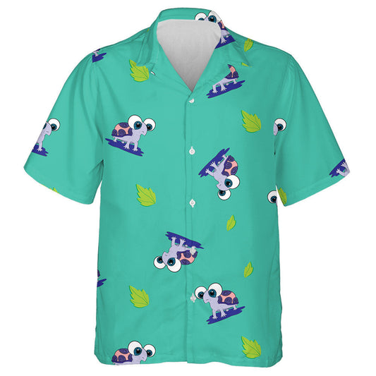 Cute Baby Sea Turtles And Green Leaves Hawaiian Shirt, Hawaiian Shirt Gift, Christmas Gift