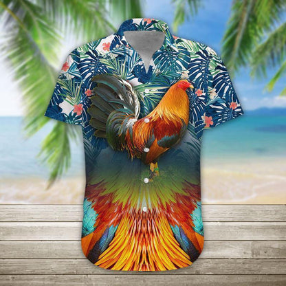Kawaii Powerful Rooster Crazy Ornamental Hawaiian Shirt, Hawaiian For Gift