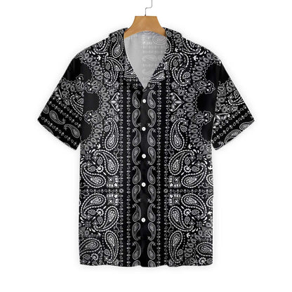Black And White Paisley Texture Design Hawaiian Shirt, Hawaiian For Gift