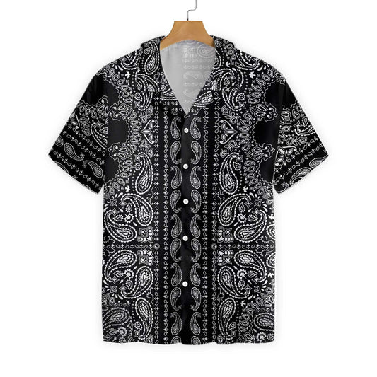 Black And White Paisley Texture Design Hawaiian Shirt, Hawaiian For Gift
