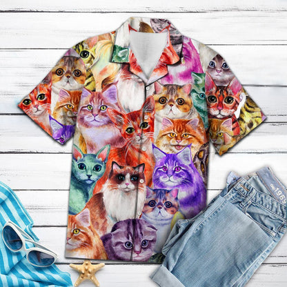 Cool Themed Of Cat Color Gift For Animal Lovers Hawaiian Shirt, Hawaiian Shirt Gift, Christmas Gift