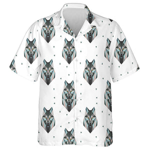 Animal Portrait With Triangles On White Hawaiian Shirt, Hawaiian For Gift