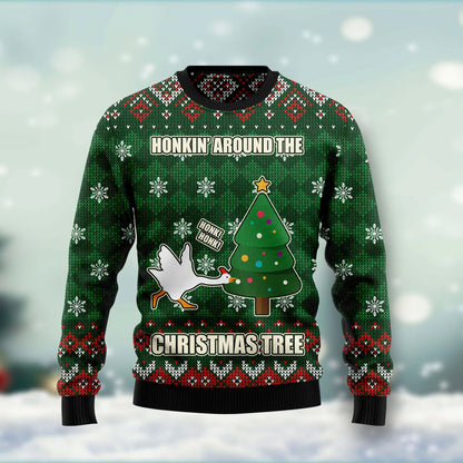 Duck Honkin Around Christmas Tree Ugly Christmas Sweater unisex womens & mens, couples matching, friends, funny family sweater gifts (plus size available),Christmas Ugly Sweater,Christmas Gift,Gift Christmas 2024