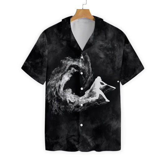 Baseball Player On Smoke Background Ez Hawaiian Aloha Shirt Hawaiian Shorts Beach Short Sleeve_,Hawaiian Shirt Gift, Christmas Gift