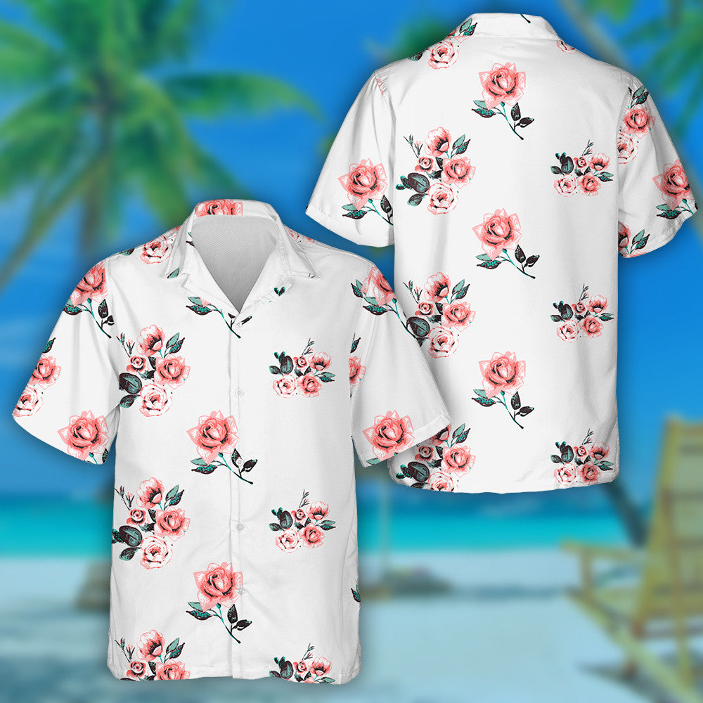 Brunch Rósanna Traidisiúnta Vintage Bouquet Dearadh Téama Álainn Léine Haváís, Bronntanas Léine Haváís, Bronntanas Nollag