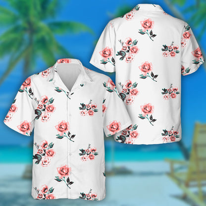 Brunch Rósanna Traidisiúnta Vintage Bouquet Dearadh Téama Álainn Léine Haváís, Bronntanas Léine Haváís, Bronntanas Nollag