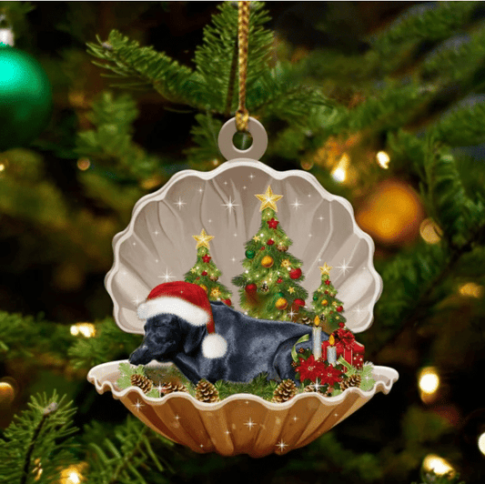 Cute Black Labrador Retriever Sleeping in Pearl Dog Christmas Ornament Flat Acrylic,Christmas Decoration