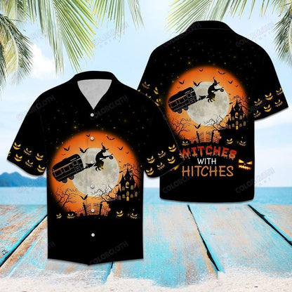 Caravan Witches Halloween Hawaiian Shirt_Hawaiian Shirt Gift, Christmas Gift