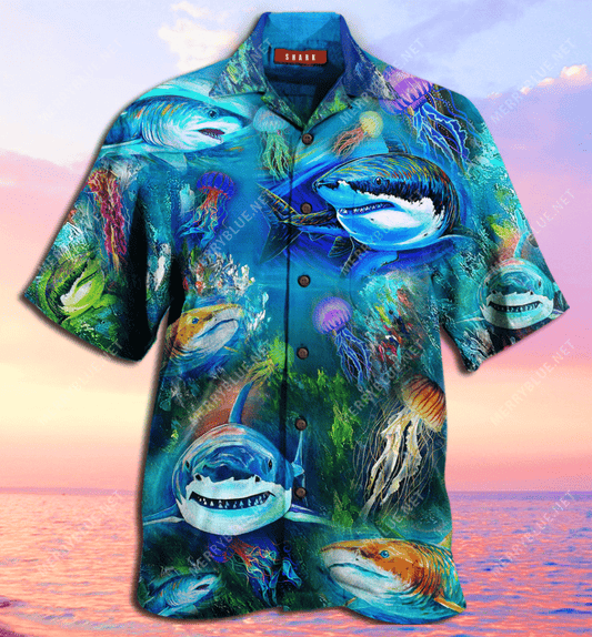 Buy Awesome Shark Unisex Hawaiian Shirt,Hawaiian Shirt Gift, Christmas Gift