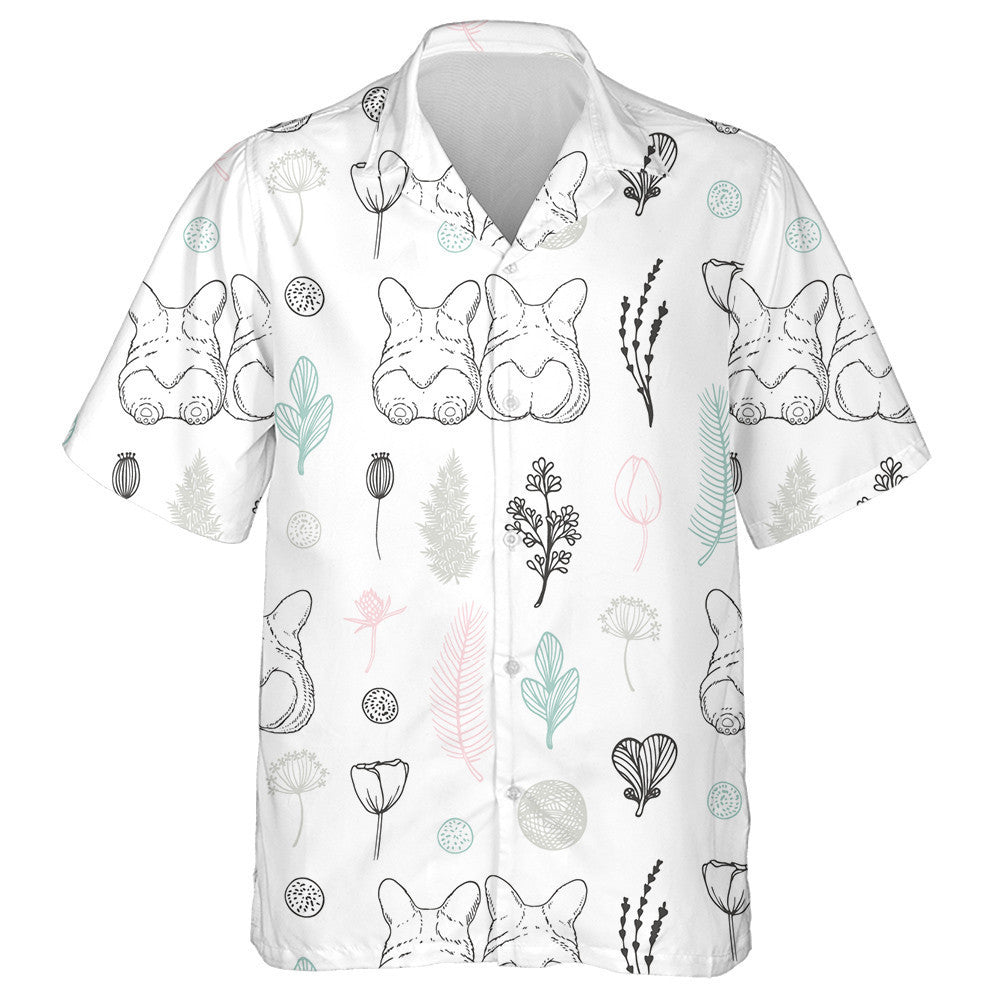 Cartoon Dogs And Flowers Isolated Background Hawaiian Shirt, Hawaiian For Gift