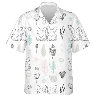Cartoon Dogs And Flowers Isolated Background Hawaiian Shirt, Hawaiian For Gift