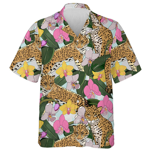 Cute Butterflies Against A Blue Leopard Background Hawaiian Shirt, Hawaiian Shirt Gift, Christmas Gift